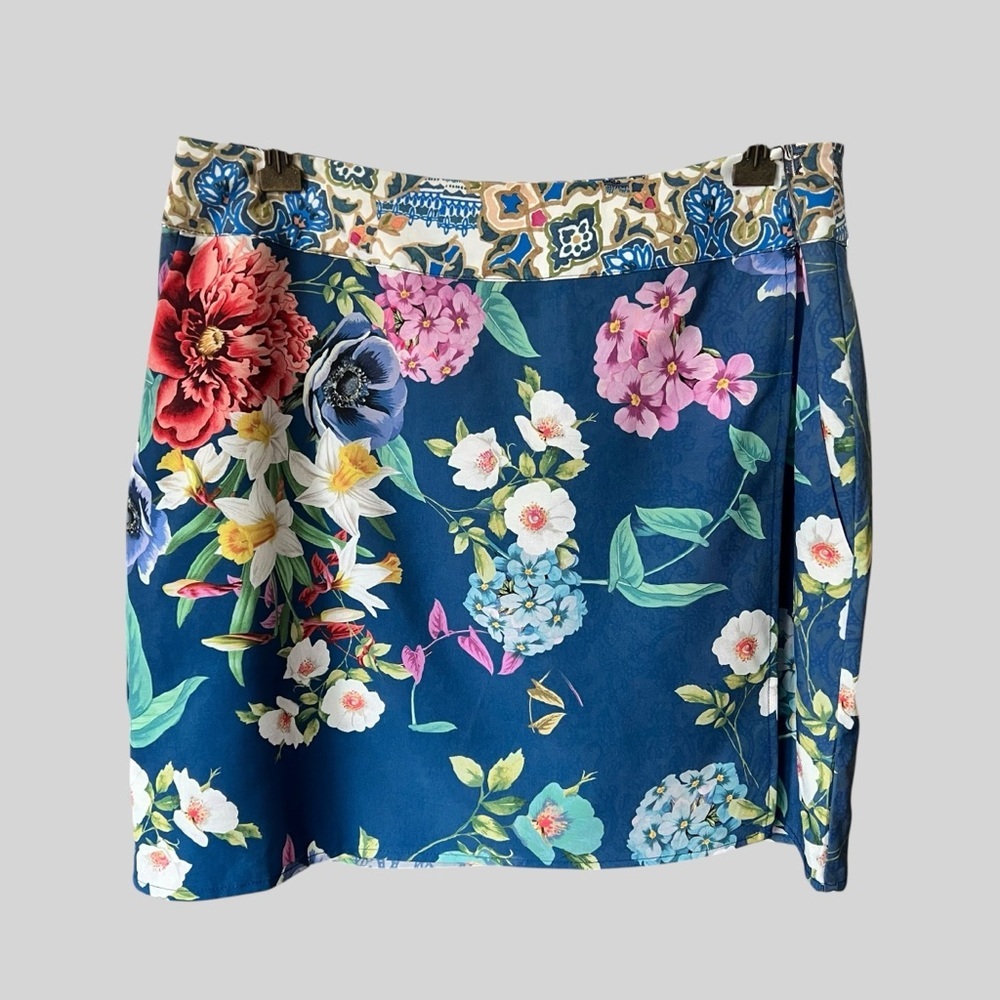 Johnny Was Sunrise Short Skirt Floral Wrap Hummingbird